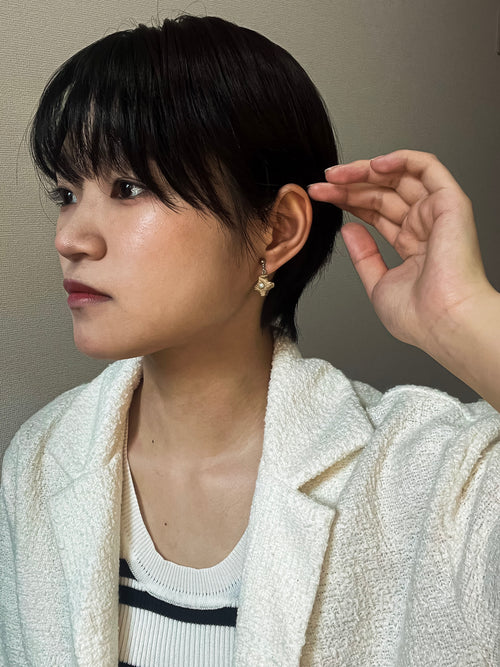 パールと木のピアス・イヤリング | Zarame
