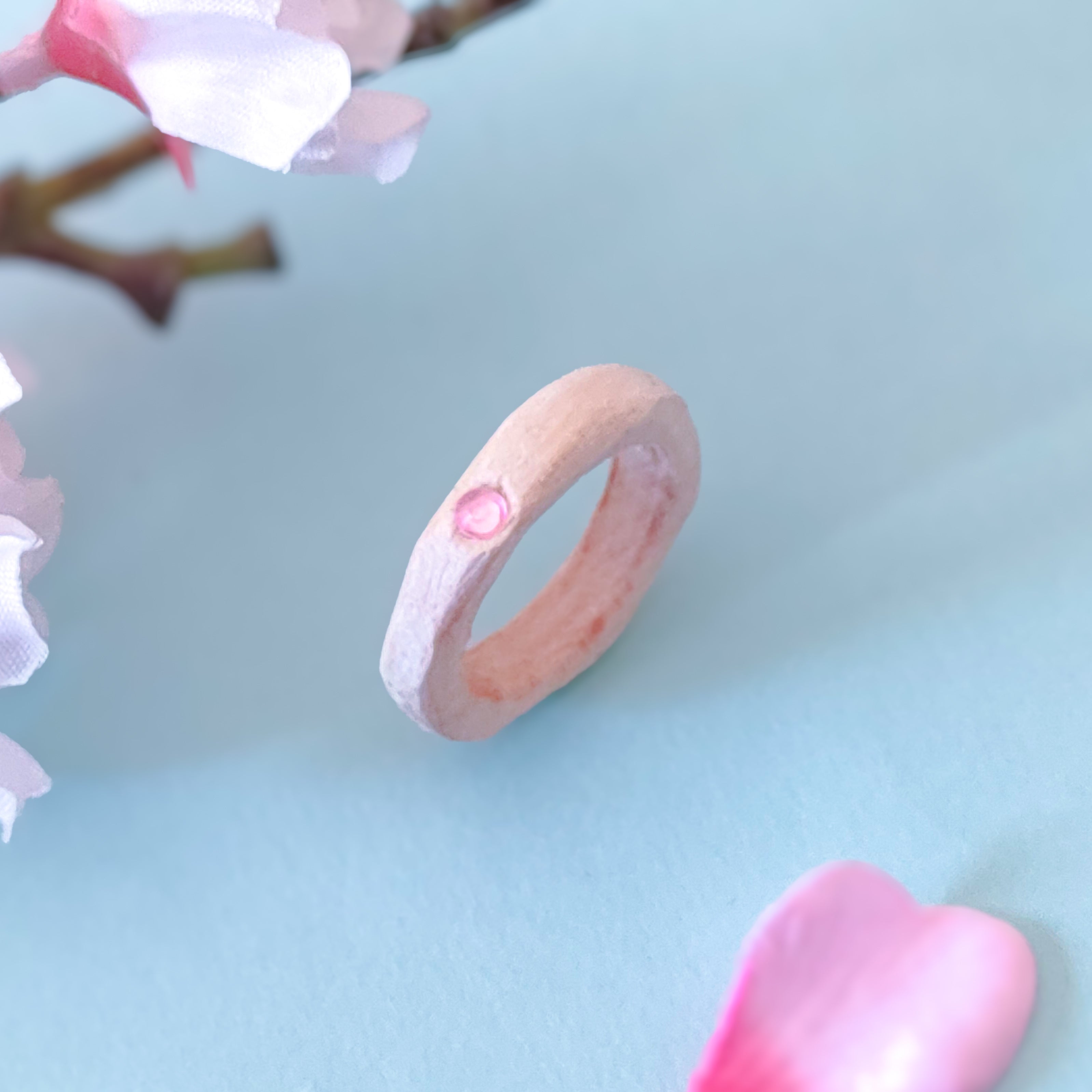 木の指輪 | 白いさくら（桜）| Zarame